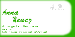 anna mencz business card